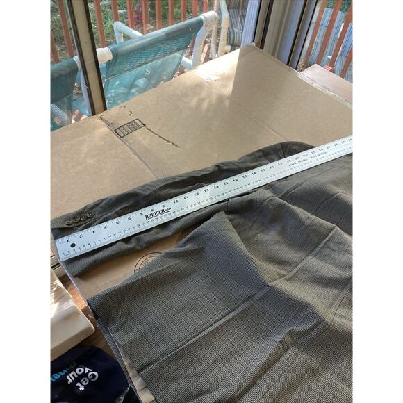 Ralph Lauren Chaps Tan Beige 44R Blazer Sport Coat Jacket, Check Houndstooth‎ - Picture 13 of 14